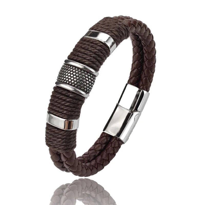 Multilayer Brown Genuine  Bracelet