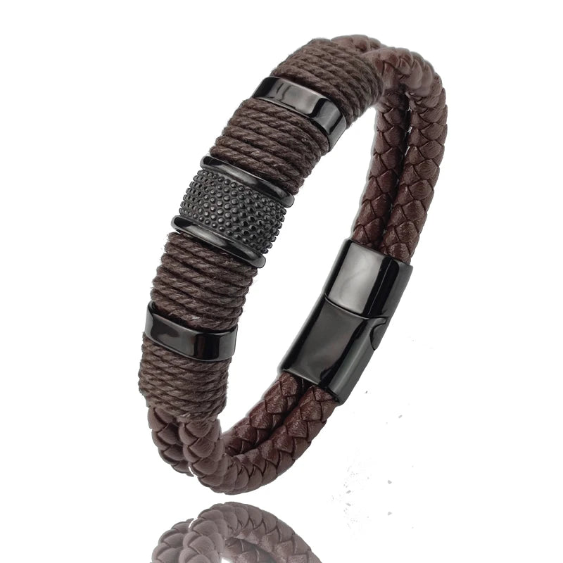 Multilayer Brown Genuine  Bracelet