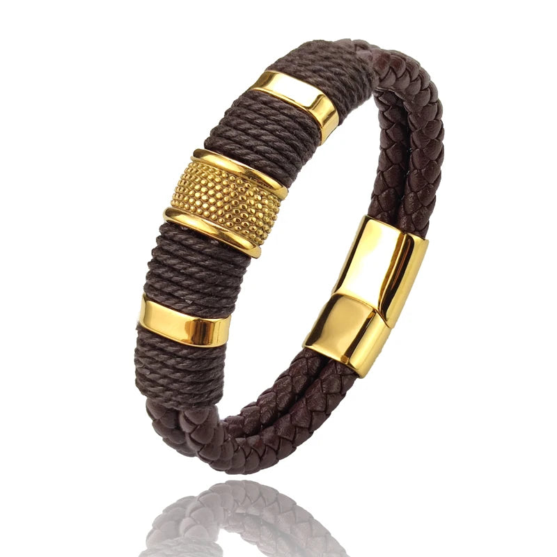 Multilayer Brown Genuine  Bracelet