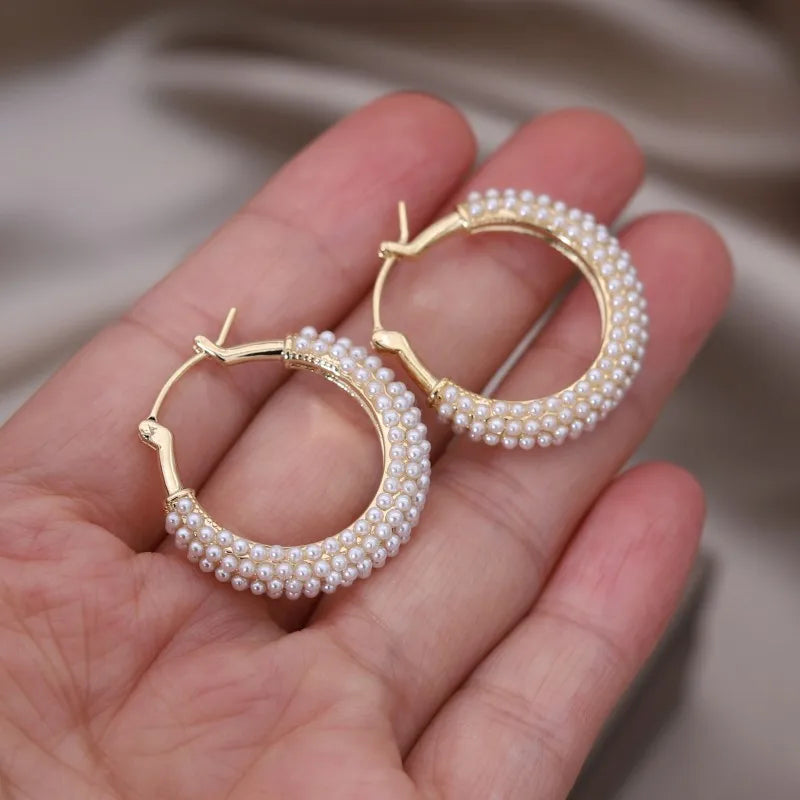 Pearl Round hoop Earrings