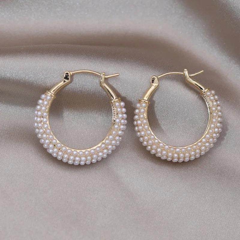 Pearl Round hoop Earrings