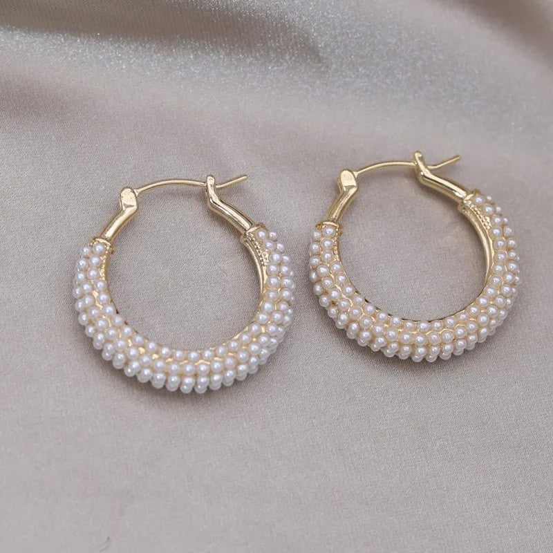 Pearl Round hoop Earrings