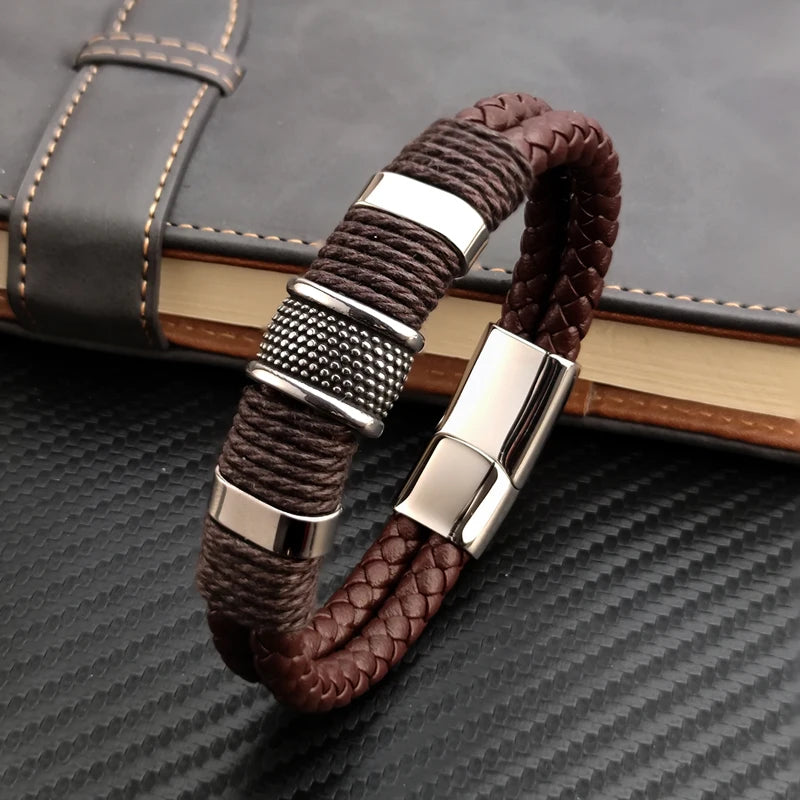 Multilayer Brown Genuine  Bracelet