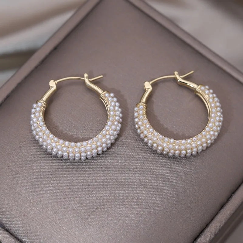 Pearl Round hoop Earrings