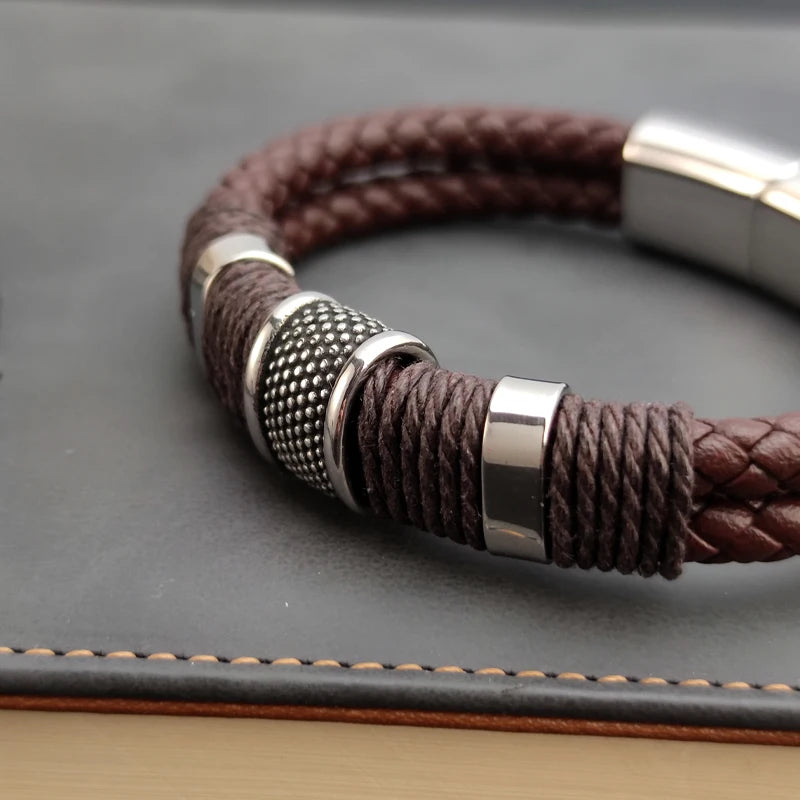 Multilayer Brown Genuine  Bracelet