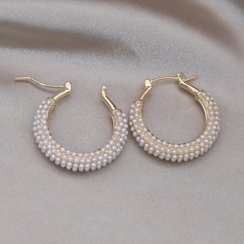 Pearl Round hoop Earrings