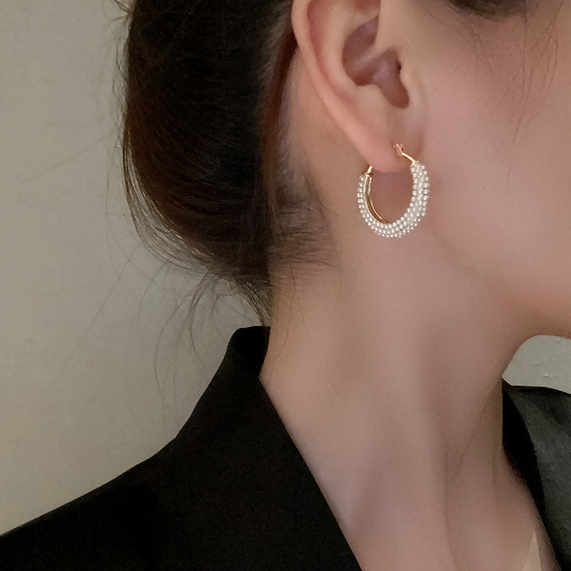 Pearl Round hoop Earrings